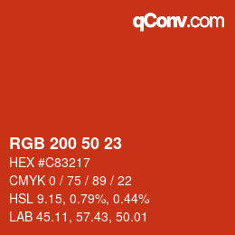Color code: RGB 200 50 23 | qconv.com