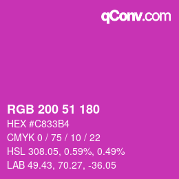 Color code: RGB 200 51 180 | qconv.com