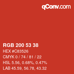 Farbcode: RGB 200 53 38 | qconv.com
