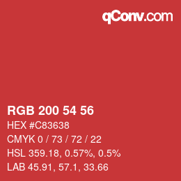 颜色代码: RGB 200 54 56 | qconv.com