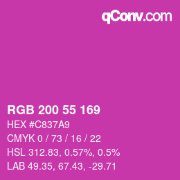 Color code: RGB 200 55 169 | qconv.com