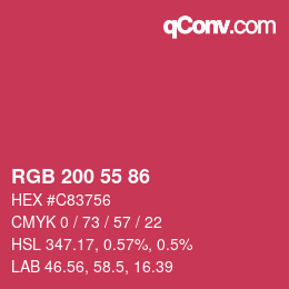 カラーコード: RGB 200 55 86 | qconv.com
