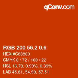 カラーコード: RGB 200 56.2 0.6 | qconv.com