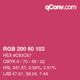 颜色代码: RGB 200 60 103 | qconv.com