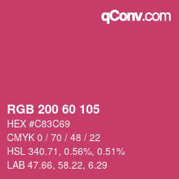 颜色代码: RGB 200 60 105 | qconv.com