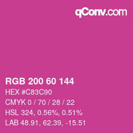 颜色代码: RGB 200 60 144 | qconv.com