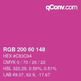カラーコード: RGB 200 60 148 | qconv.com