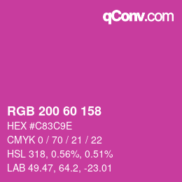カラーコード: RGB 200 60 158 | qconv.com