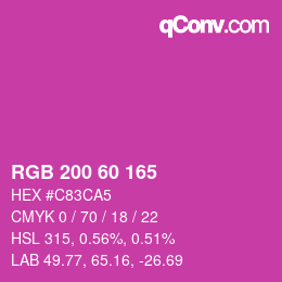 Color code: RGB 200 60 165 | qconv.com