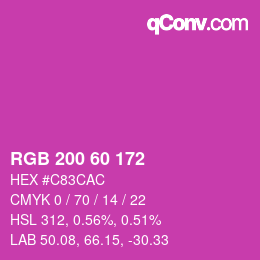 カラーコード: RGB 200 60 172 | qconv.com
