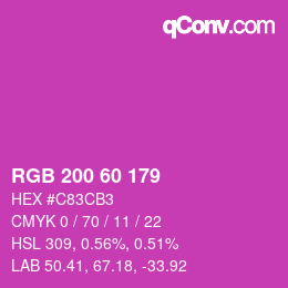 カラーコード: RGB 200 60 179 | qconv.com