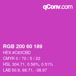 颜色代码: RGB 200 60 189 | qconv.com