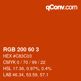 カラーコード: RGB 200 60 3 | qconv.com
