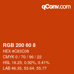 Color code: RGB 200 60 8 | qconv.com