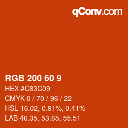 カラーコード: RGB 200 60 9 | qconv.com