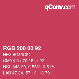 Color code: RGB 200 60 92 | qconv.com