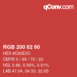 Color code: RGB 200 62 60 | qconv.com