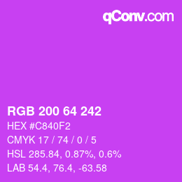 颜色代码: RGB 200 64 242 | qconv.com