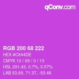 Color code: RGB 200 68 222 | qconv.com