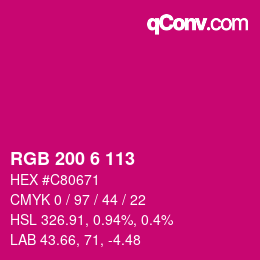 Color code: RGB 200 6 113 | qconv.com