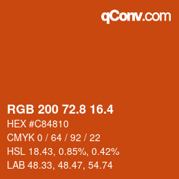 カラーコード: RGB 200 72.8 16.4 | qconv.com