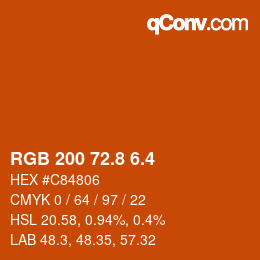 カラーコード: RGB 200 72.8 6.4 | qconv.com