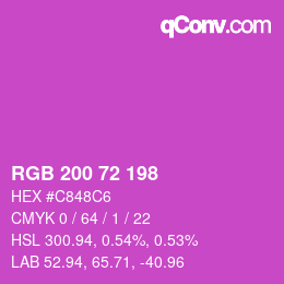 Color code: RGB 200 72 198 | qconv.com