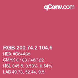 カラーコード: RGB 200 74.2 104.6 | qconv.com