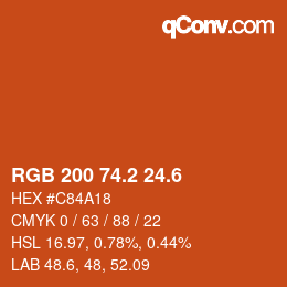 カラーコード: RGB 200 74.2 24.6 | qconv.com