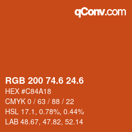 カラーコード: RGB 200 74.6 24.6 | qconv.com