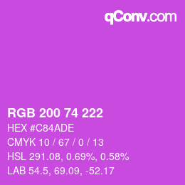 Color code: RGB 200 74 222 | qconv.com