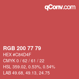 Color code: RGB 200 77 79 | qconv.com