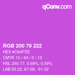 Código de color: RGB 200 79 222 | qconv.com