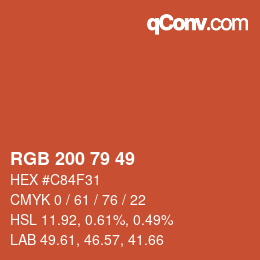 カラーコード: RGB 200 79 49 | qconv.com