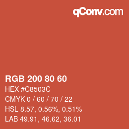 カラーコード: RGB 200 80 60 | qconv.com