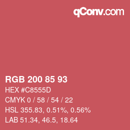 カラーコード: RGB 200 85 93 | qconv.com