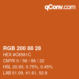 Color code: RGB 200 88 28 | qconv.com