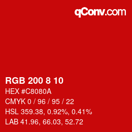 Color code: RGB 200 8 10 | qconv.com