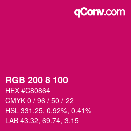 Color code: RGB 200 8 100 | qconv.com