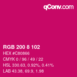 Color code: RGB 200 8 102 | qconv.com