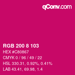 カラーコード: RGB 200 8 103 | qconv.com