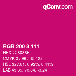 カラーコード: RGB 200 8 111 | qconv.com