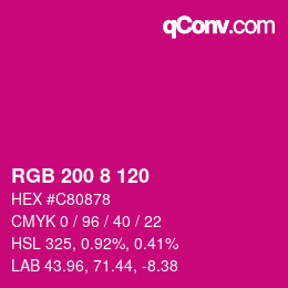 カラーコード: RGB 200 8 120 | qconv.com