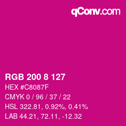 Color code: RGB 200 8 127 | qconv.com