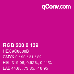 Color code: RGB 200 8 139 | qconv.com