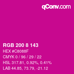Color code: RGB 200 8 143 | qconv.com