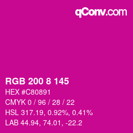 Color code: RGB 200 8 145 | qconv.com