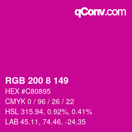 Color code: RGB 200 8 149 | qconv.com