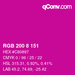 Color code: RGB 200 8 151 | qconv.com