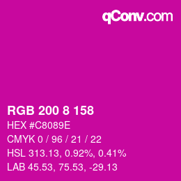 Farbcode: RGB 200 8 158 | qconv.com